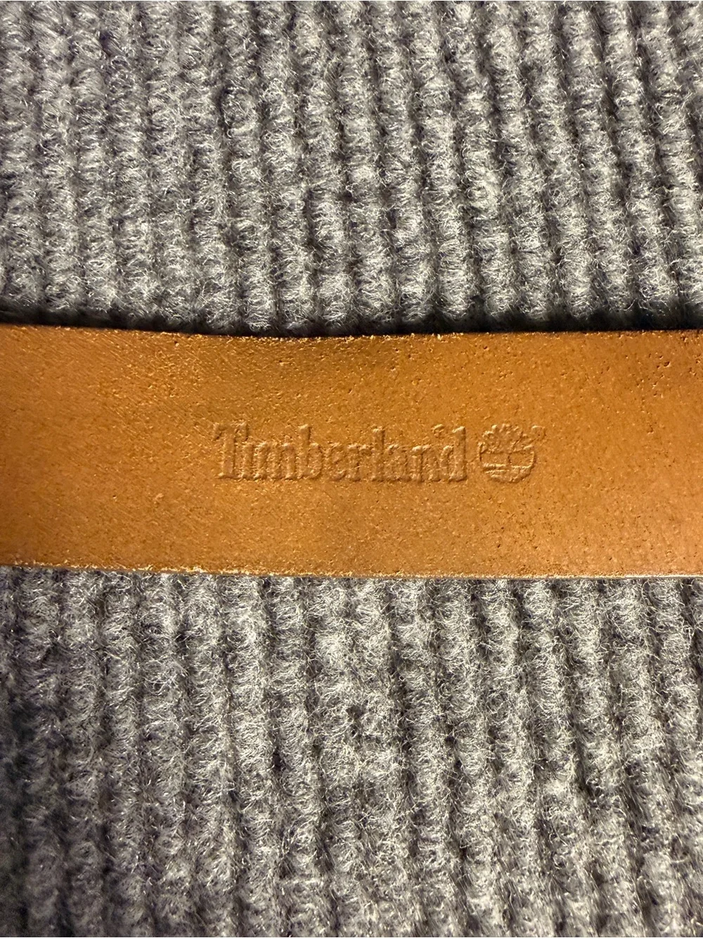 Timberland Men's Tan Leather Belt with Antique Brass Buckle